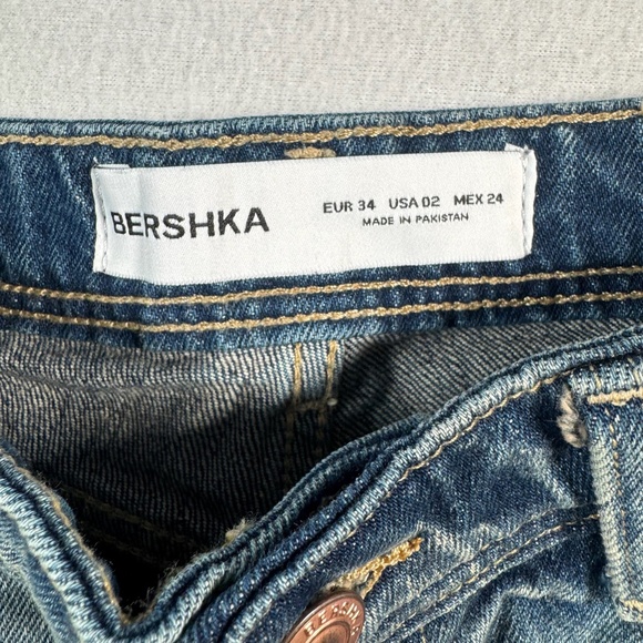 Bershka Jeans Womens 2 Blue Flare Mid Rise Medium Wash - Picture 3 of 10